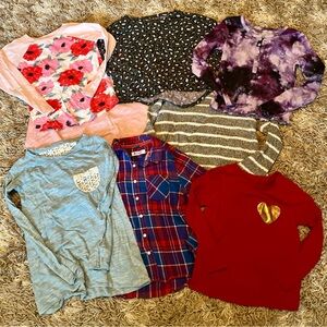 Girl’s Lot of 8 Long Sleeve Tops Sizes XS & S Good Used Condition Various Brands